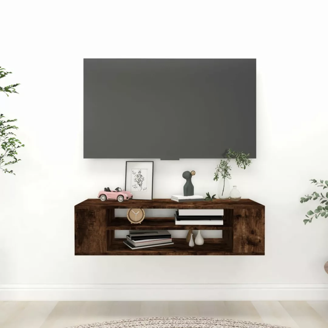 Vidaxl Tv-wandschrank Räuchereiche 100x30x26,5 Cm Holzwerkstoff günstig online kaufen