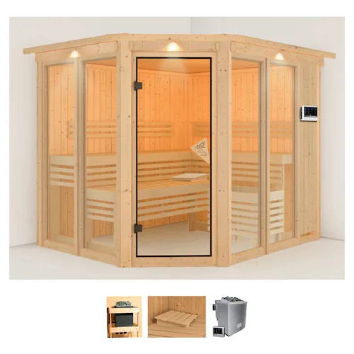 Karibu Sauna »Anike 3«, (Set), 9-kW-Bio-Ofen mit externer Steuerung günstig online kaufen