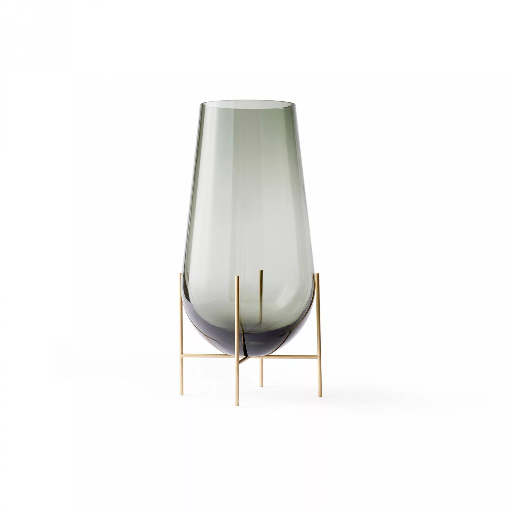 Menu - Échasse Vase S - rauchgrau/H 28cm / Ø 15cm/Gestell Messing gebürstet günstig online kaufen