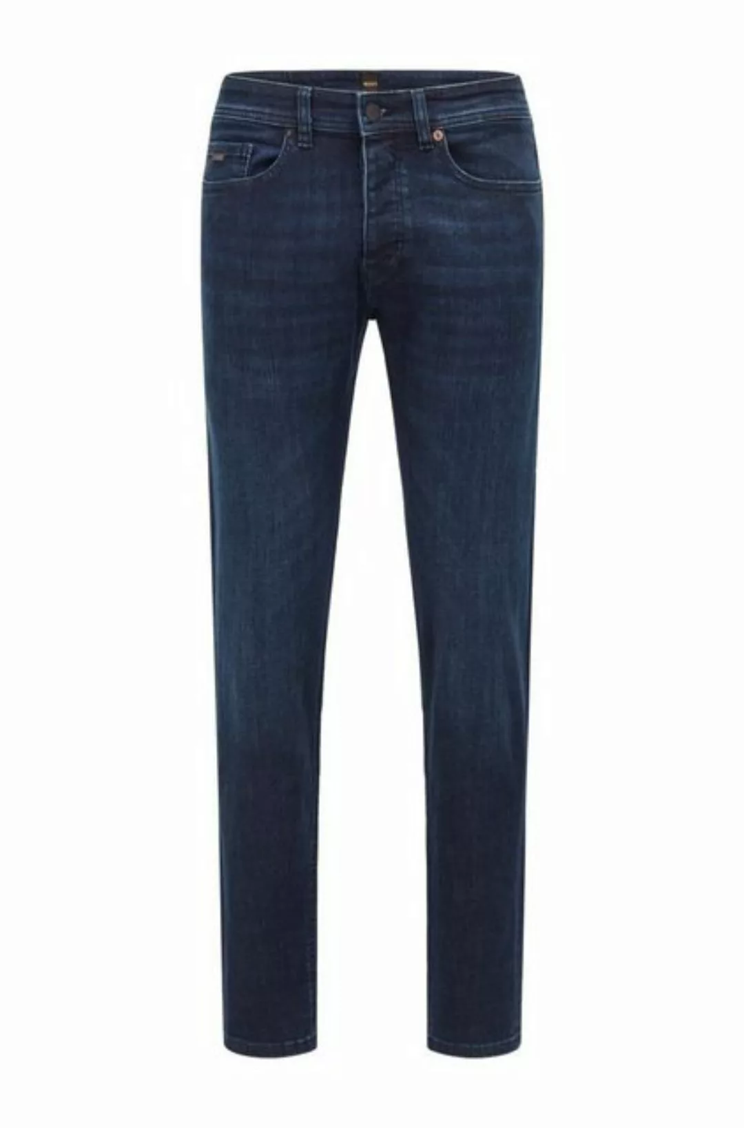 BOSS 5-Pocket-Jeans Tapered-Fit Jeans aus dunkelblauem Super-Stretch-Denim günstig online kaufen