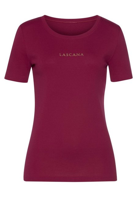 LASCANA T-Shirt (2er-Pack) mit goldenem Logodruck günstig online kaufen