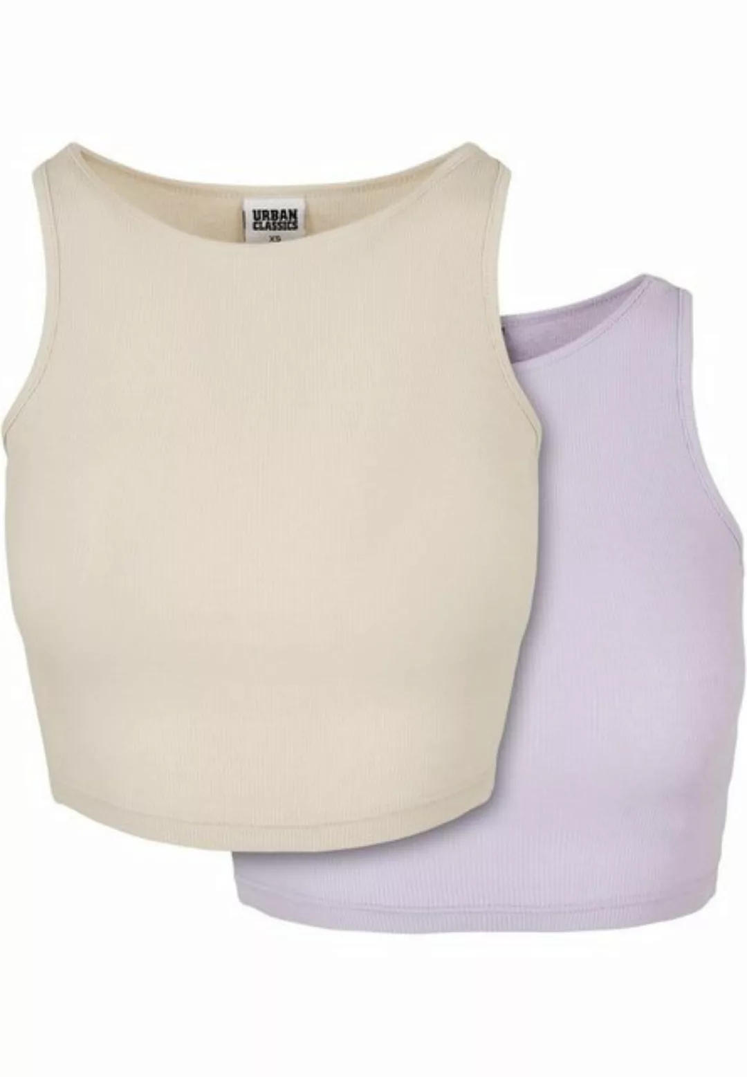URBAN CLASSICS T-Shirt Damen Ladies Cropped Rib Top 2-Pack (1-tlg) günstig online kaufen