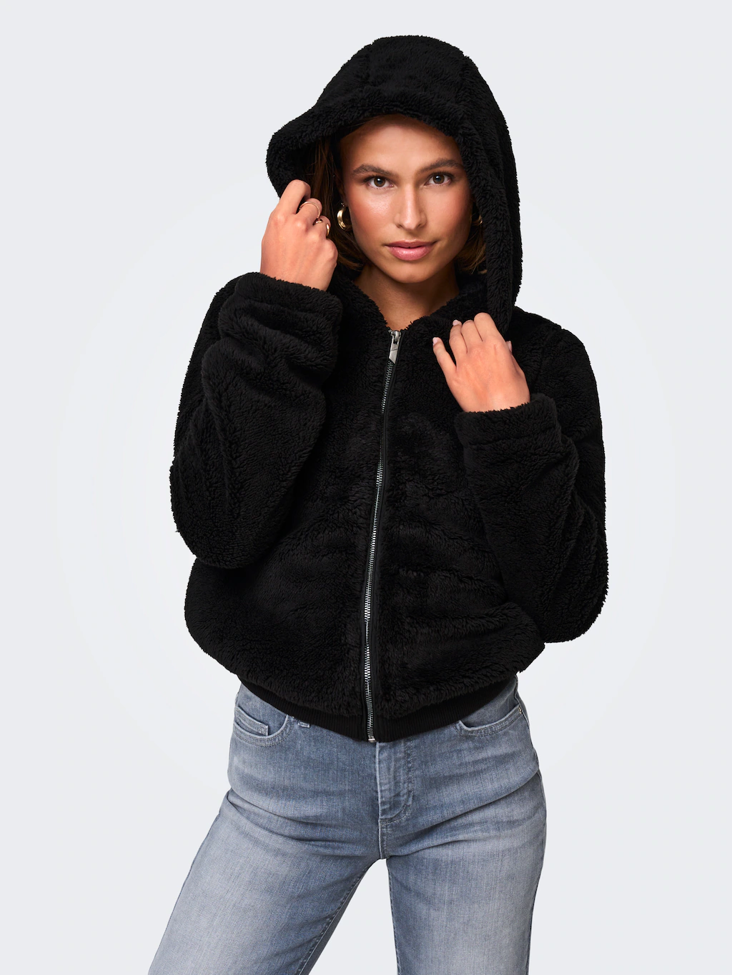 ONLY Kapuzenplüschjacke "ONLNEWANNA CONTACT SHERPA JKT OTW NOOS", mit Kapuz günstig online kaufen