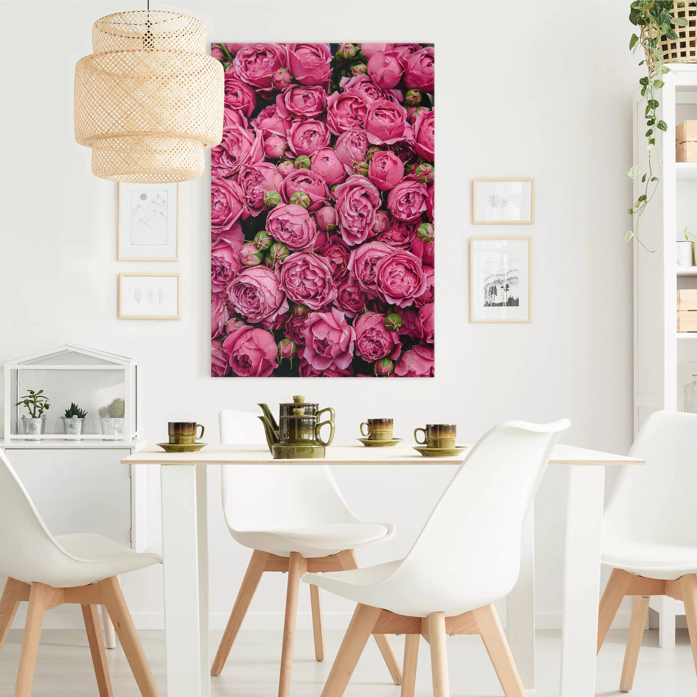 Leinwandbild Blumen - Hochformat Pinke Pfingstrosen günstig online kaufen