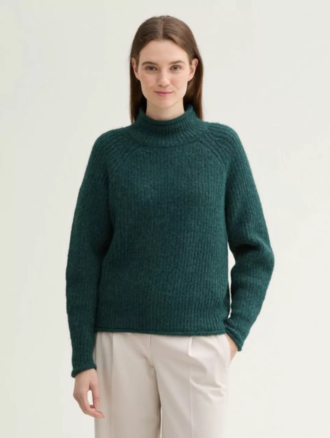 TOM TAILOR Denim Strickpullover Relaxed Pullover mit Stehkragen günstig online kaufen