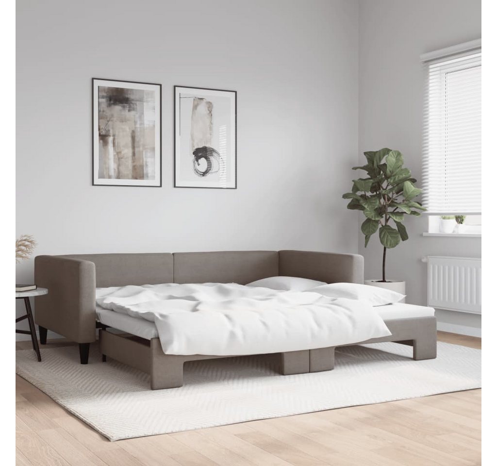 vidaXL Gästebett Gästebett Tagesbett Ausziehbar Taupe 100x200 cm Stoff Bett günstig online kaufen