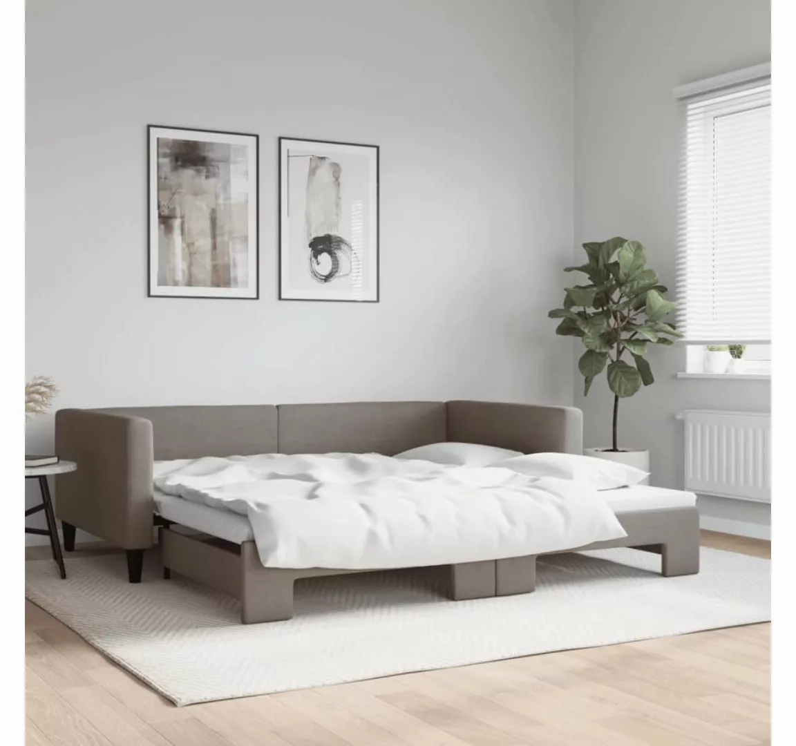 vidaXL Gästebett Gästebett Tagesbett Ausziehbar Taupe 100x200 cm Stoff Bett günstig online kaufen