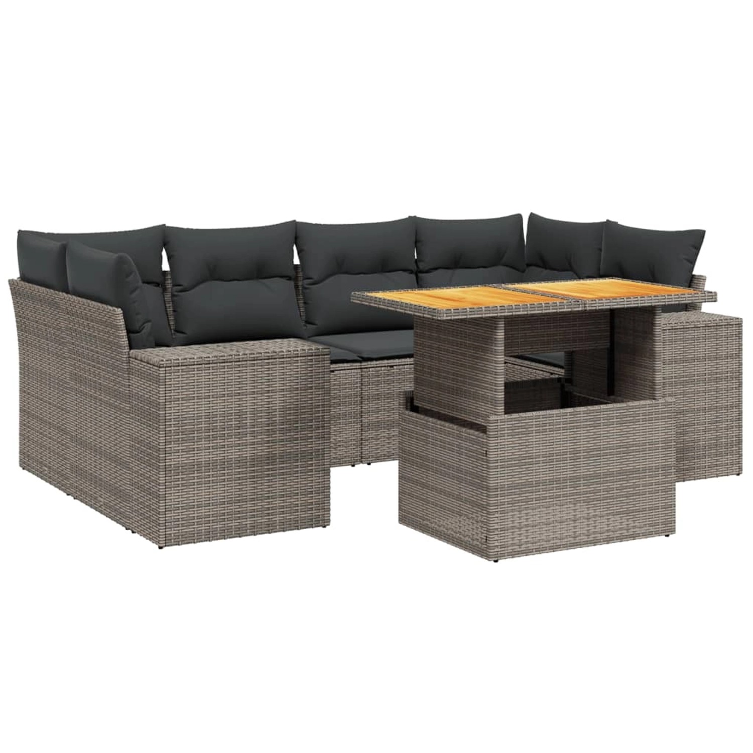 vidaXL 7-Tlg Garten-Sofagarnitur mit Kissen Grau Poly Rattan 3272537 günstig online kaufen