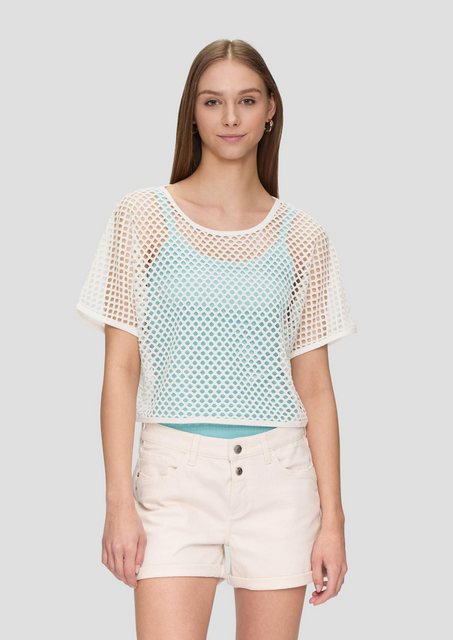 QS Kurzarmshirt T-Shirt im Loose Fit mit Loch-Muster günstig online kaufen