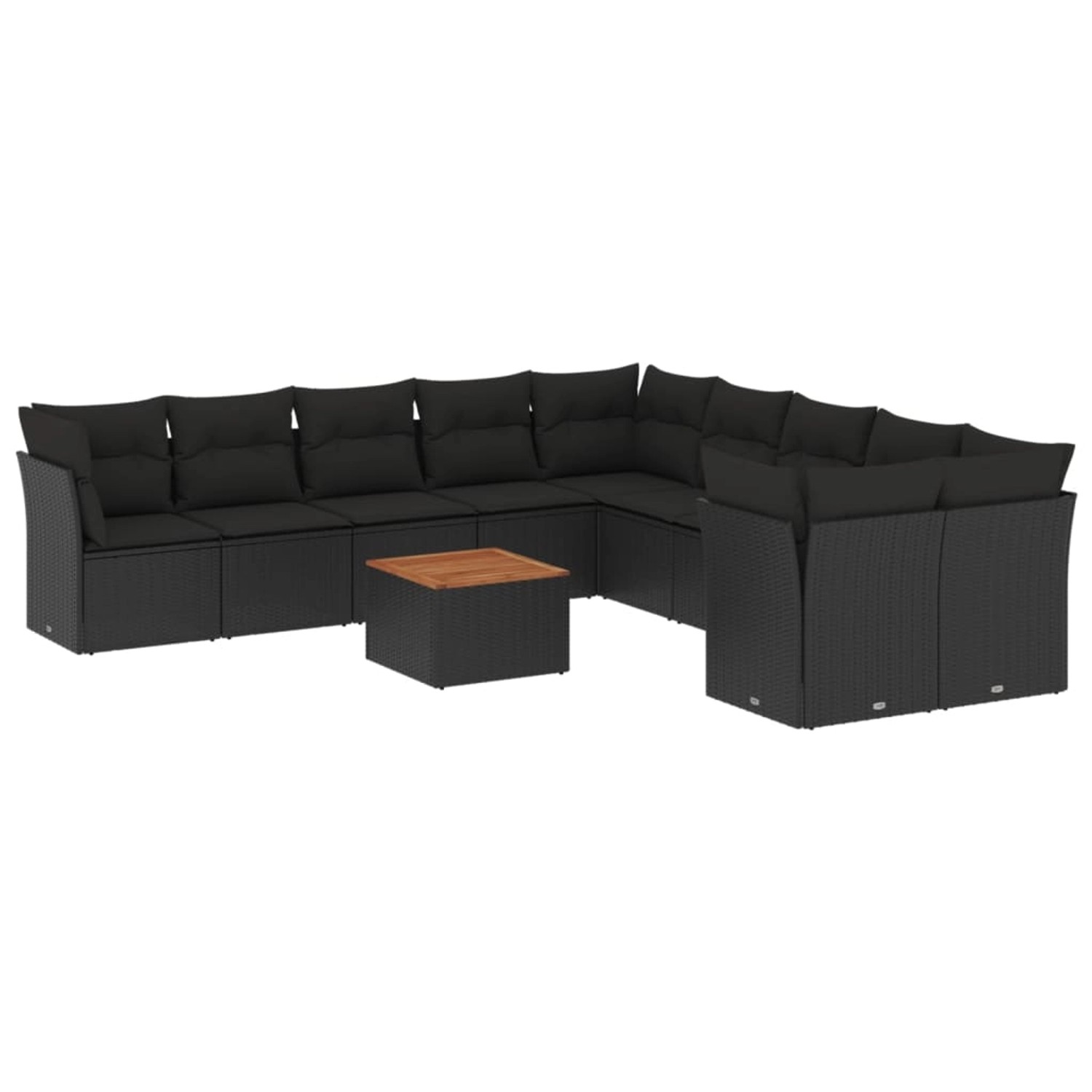 vidaXL 11-tlg Garten-Sofagarnitur mit Kissen Schwarz Poly Rattan Modell 75 günstig online kaufen