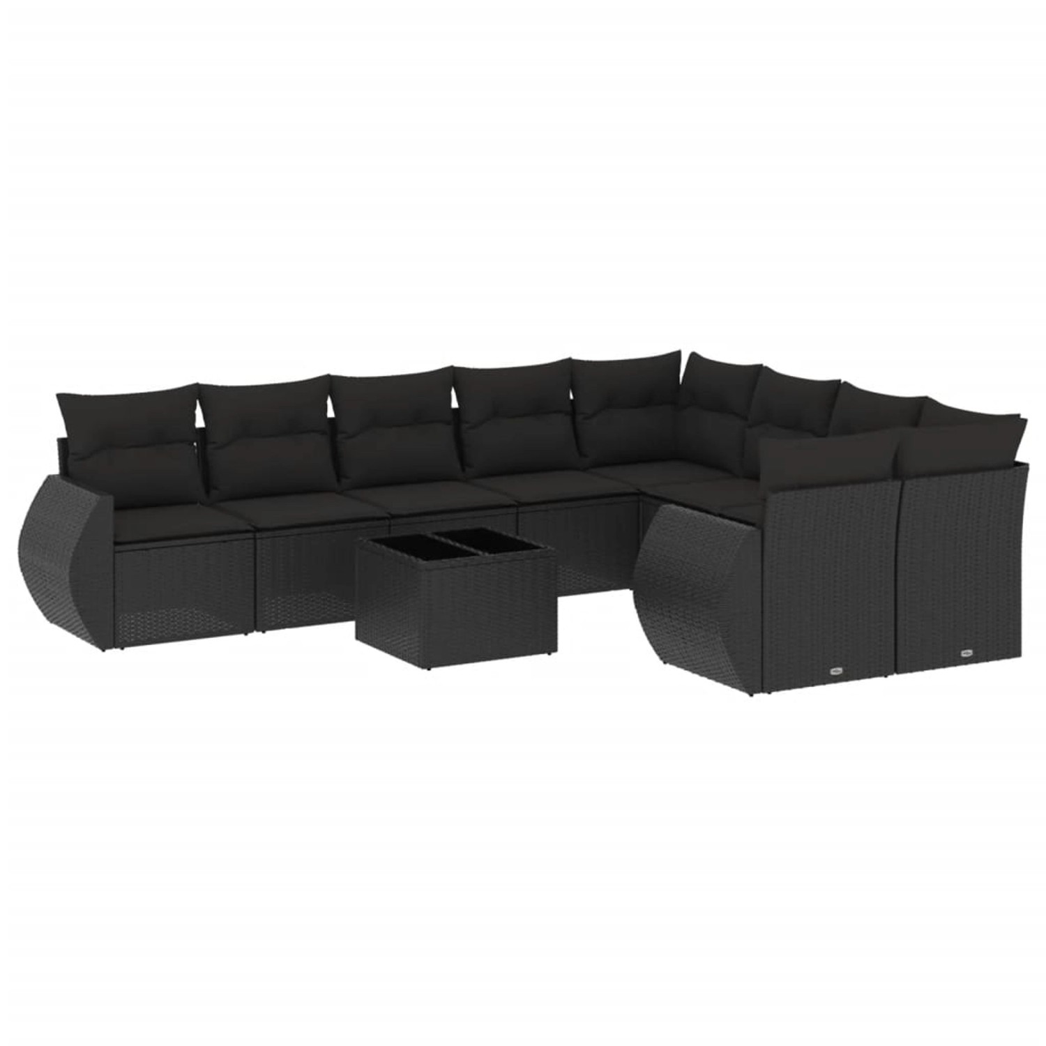 vidaXL 10-Tlg Garten-Sofagarnitur mit Kissen Schwarz Poly Rattan 3254182 günstig online kaufen