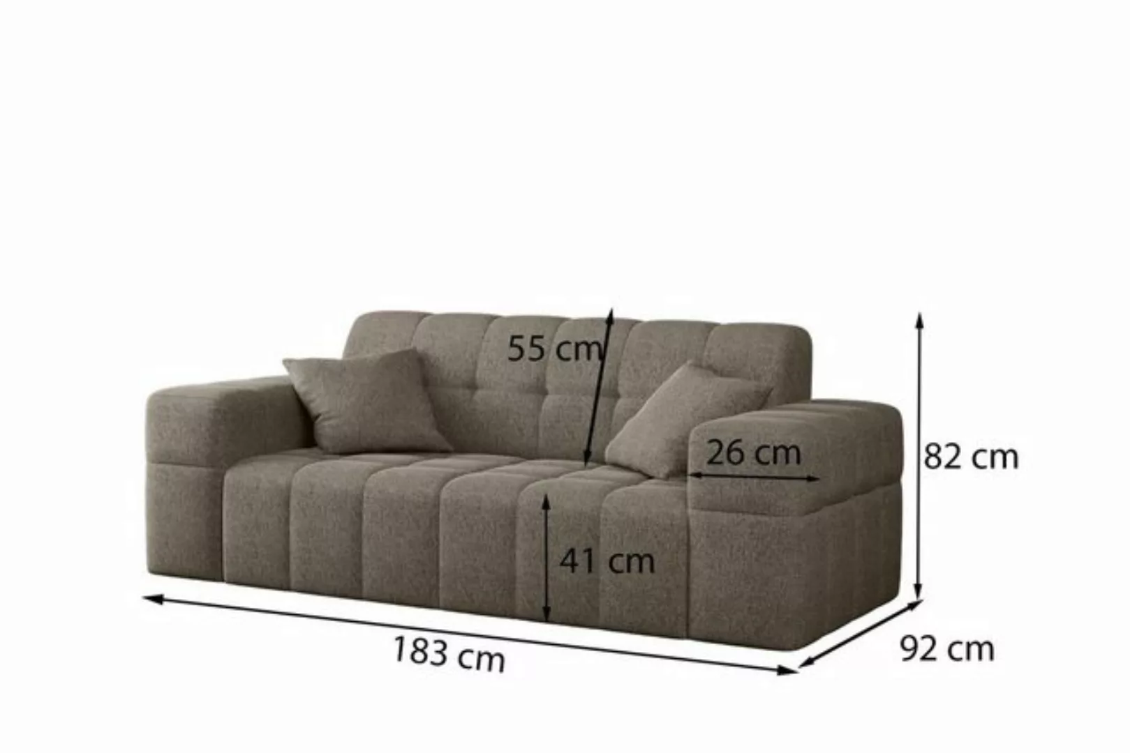 Fun Möbel Sofa Sofa Designer-Sofa NANCY 2-Sitzer in Stoff Harmony, Rundumbe günstig online kaufen
