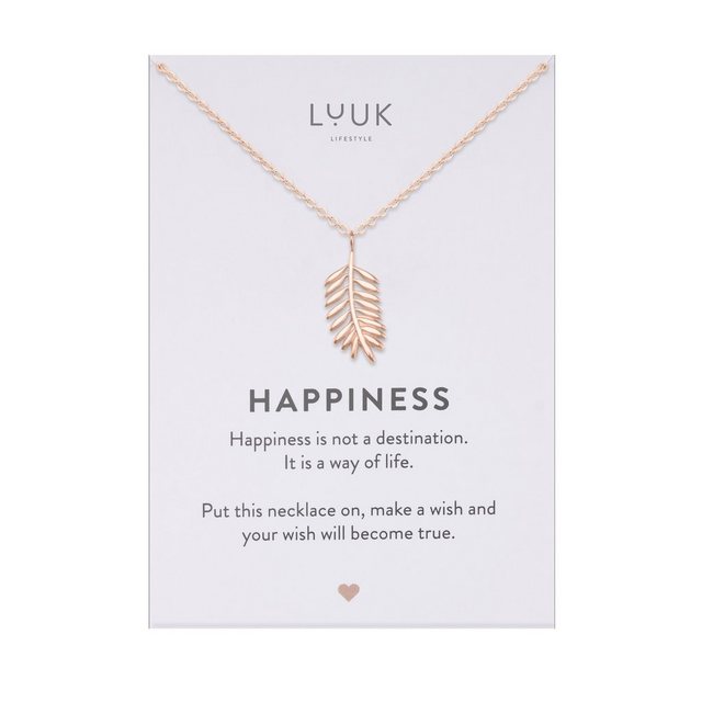 LUUK LIFESTYLE Kette mit Anhänger Palm Leaf, mit Happiness Spruchkarte, per günstig online kaufen