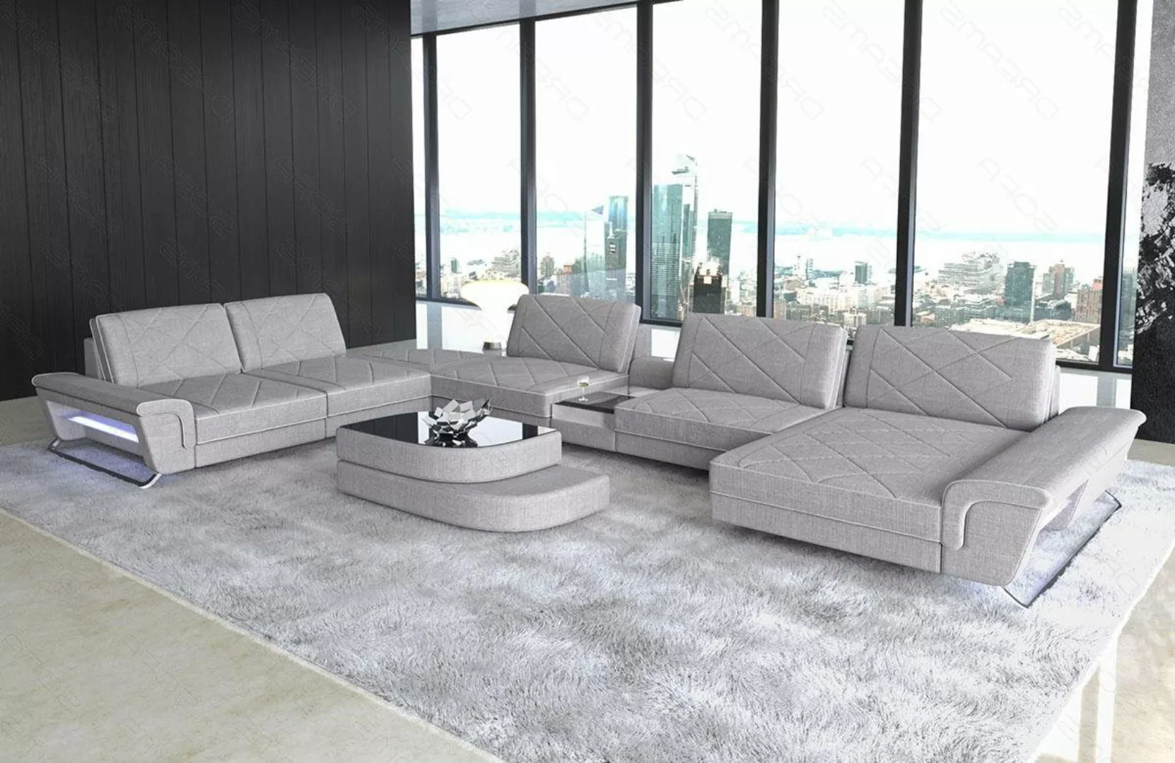 Sofa Dreams Wohnlandschaft Polster Stoff Sofa Couch Bari XXL U Form Stoffso günstig online kaufen