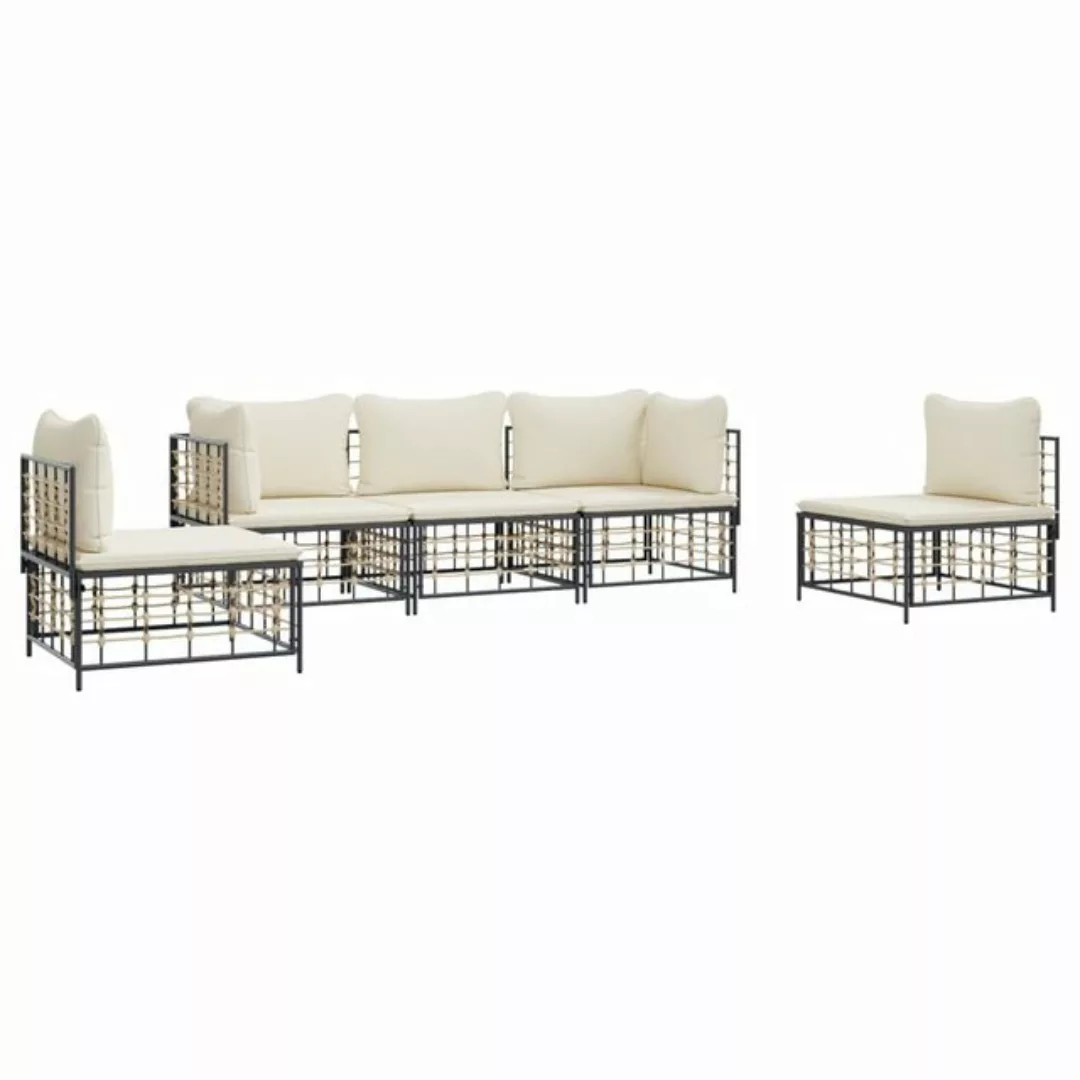 Vidaxl 5-tlg. Garten-lounge-set Mit Kissen Anthrazit Poly Rattan günstig online kaufen