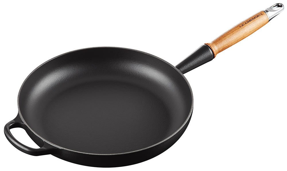 Le Creuset Bratpfanne mit Holzgriff Signature Gusseisen Schwarz 24 cm günstig online kaufen