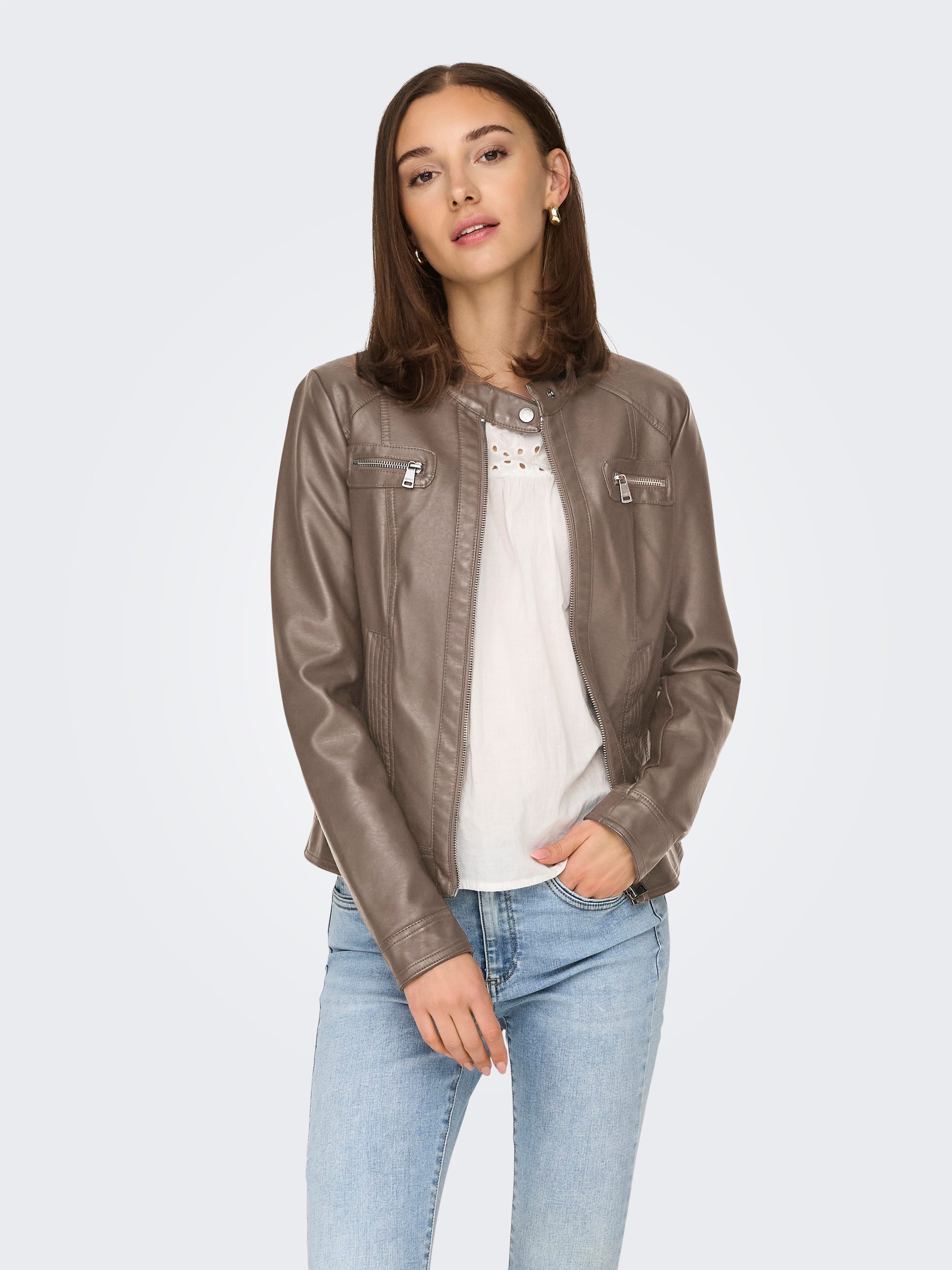 ONLY Lederimitatjacke "ONLBANDIT – Bikerjacke mit figurbetonter Form und Re günstig online kaufen