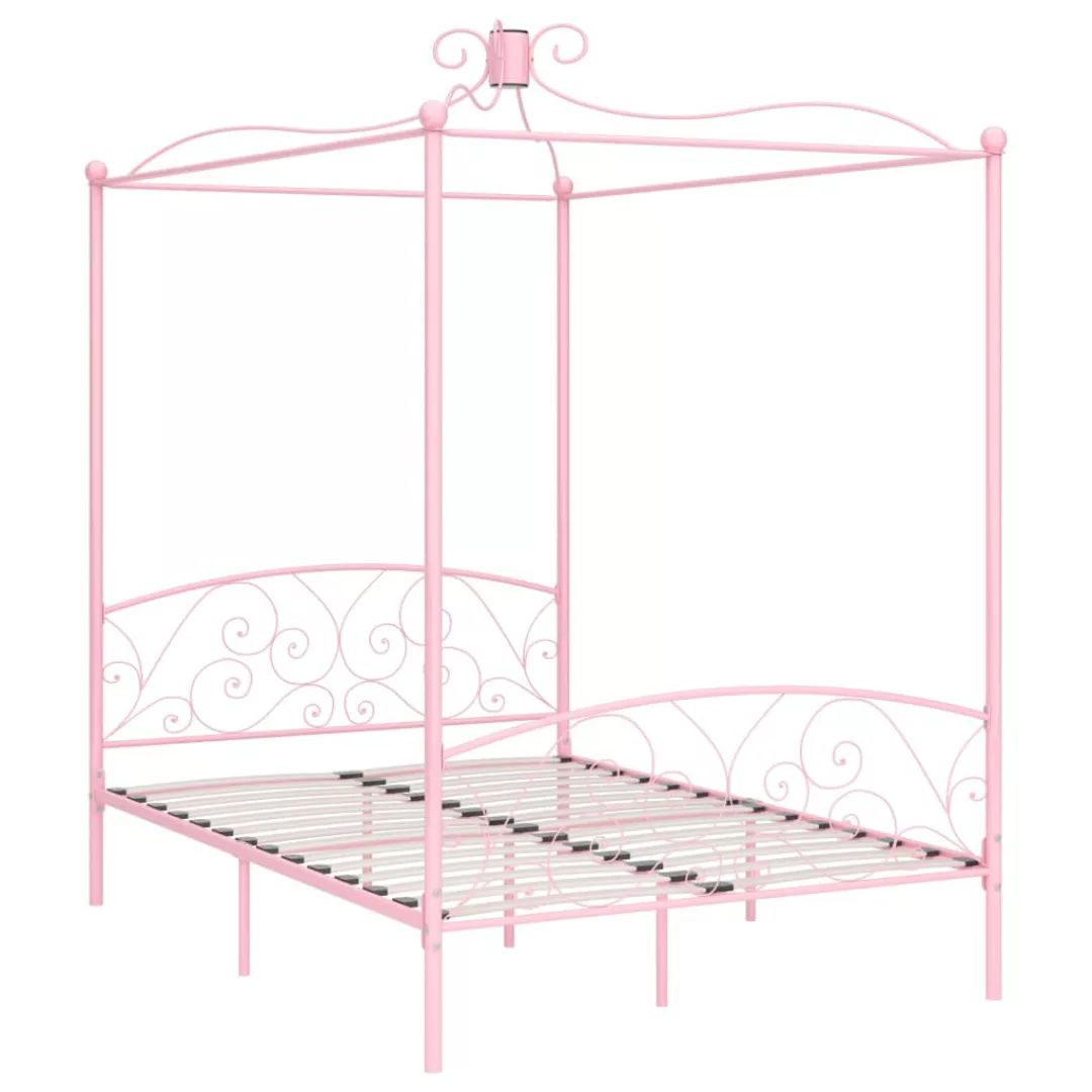 Himmelbett-gestell Rosa Metall 140 X 200 Cm günstig online kaufen