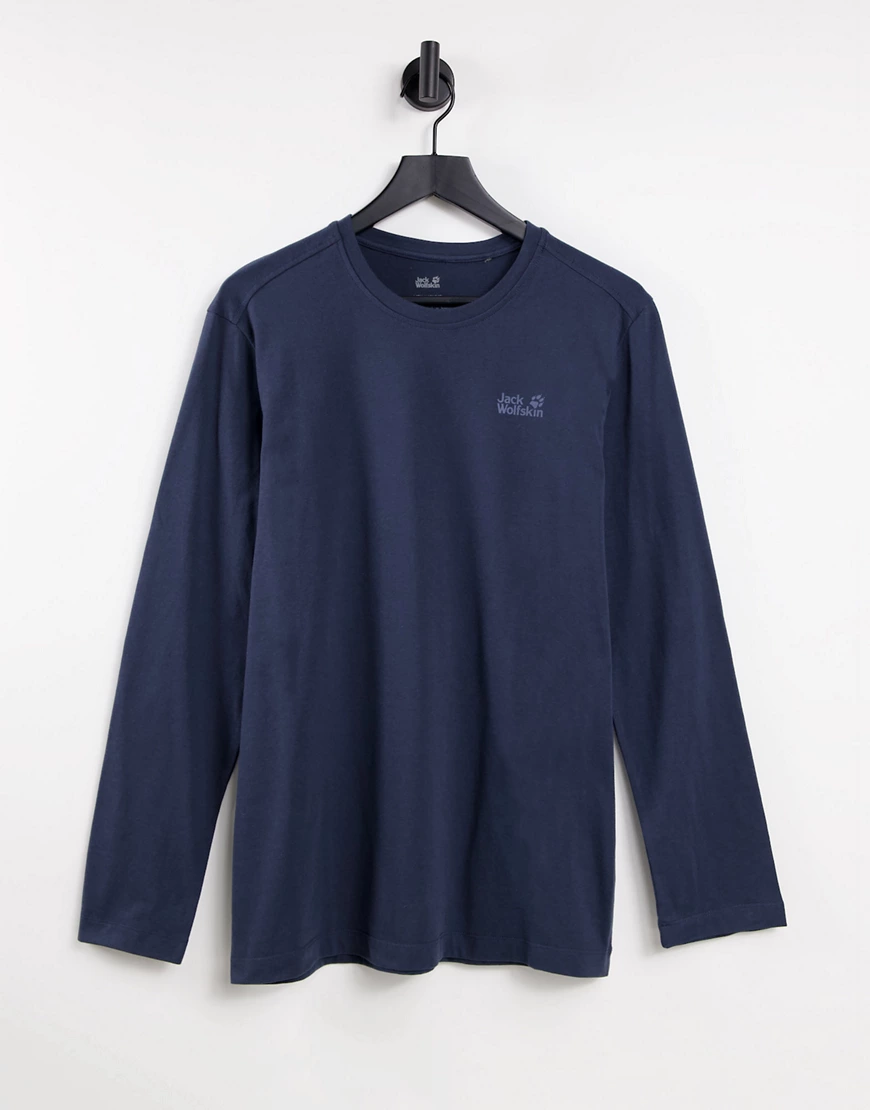 Jack Wolfskin – Essential – Langärmliges Shirt in Marineblau günstig online kaufen