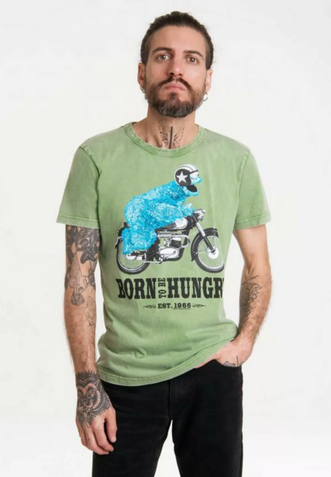 LOGOSHIRT T-Shirt Sesamstrasse - Krümelmonster Motorrad mit lizenziertem Pr günstig online kaufen