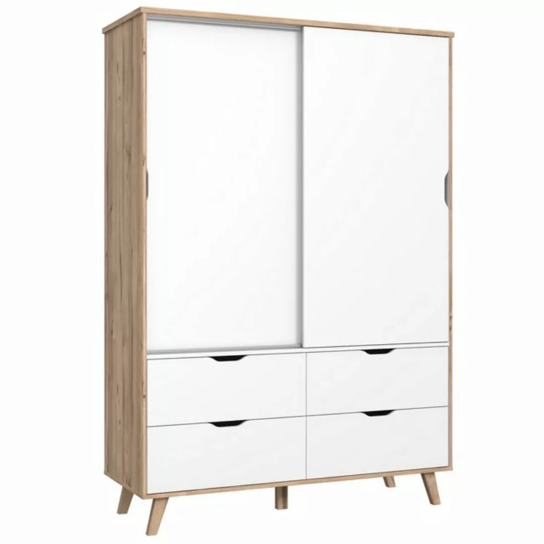 expendio Kleiderschrank Vanadis 6 Mauvella Oak Nb. / weiß 140x202x53 cm günstig online kaufen