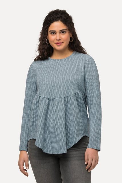 Ulla Popken Longshirt Sweatshirt Struktur A-Linie Volant Rundhals günstig online kaufen