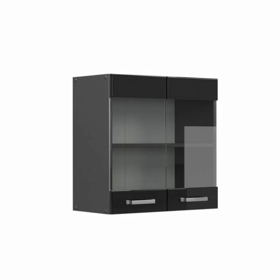 Vicco Glashängeschrank R-Line, Schwarz Hochglanz/Anthrazit, 60 cm günstig online kaufen