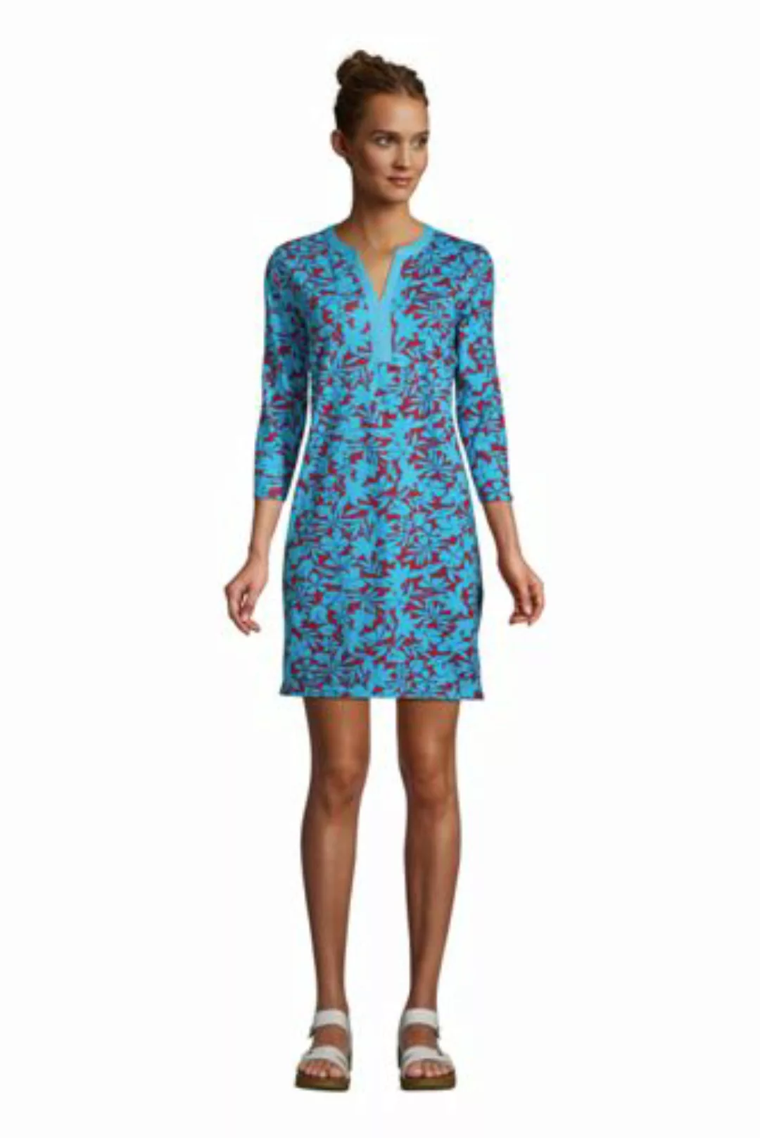 Tunika-Strandkleid Gemustert, Damen, Größe: XS Normal, Blau, Baumwolle, by günstig online kaufen
