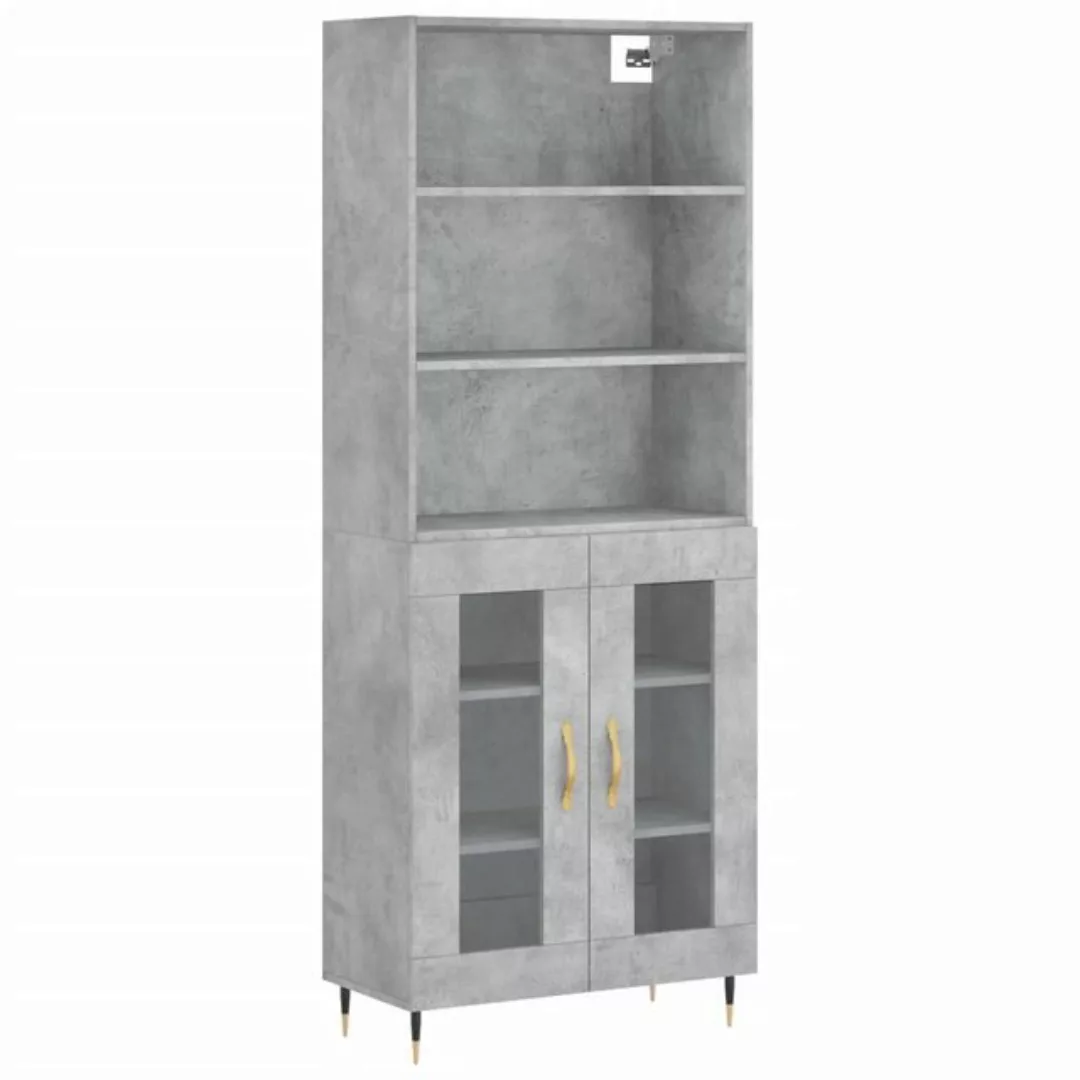 vidaXL Vitrine Highboard Betongrau 69,5x34x180 cm Spanplatte Glas Vitrine günstig online kaufen