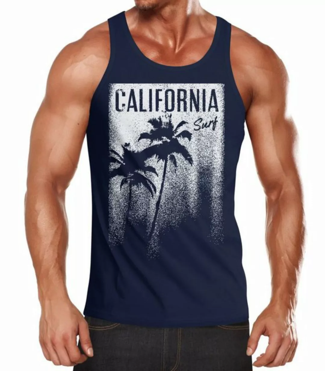 Neverless Tanktop Cooles Herren Tank-Top California Surf Palmen mit Print günstig online kaufen