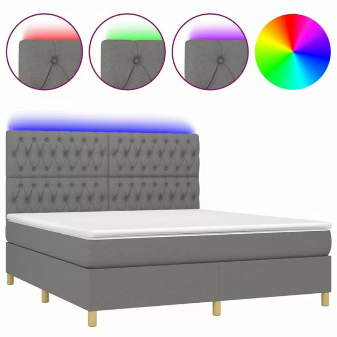 vidaXL Boxspringbett Bett Boxspringbett mit Matratze & Topper & LED (180 x günstig online kaufen