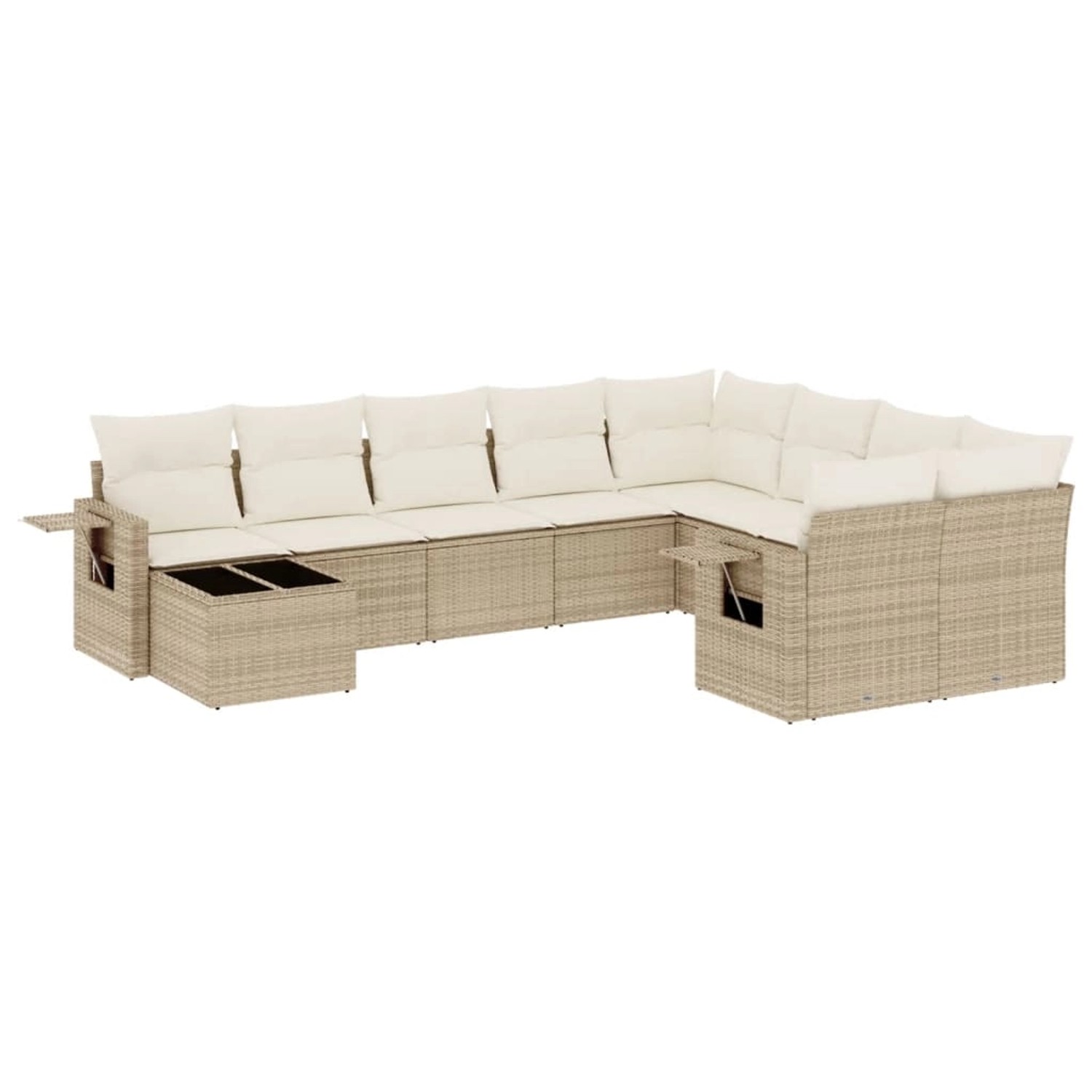 vidaXL 10-Tlg Garten-Sofagarnitur mit Kissen Beige Poly Rattan 3252995 günstig online kaufen