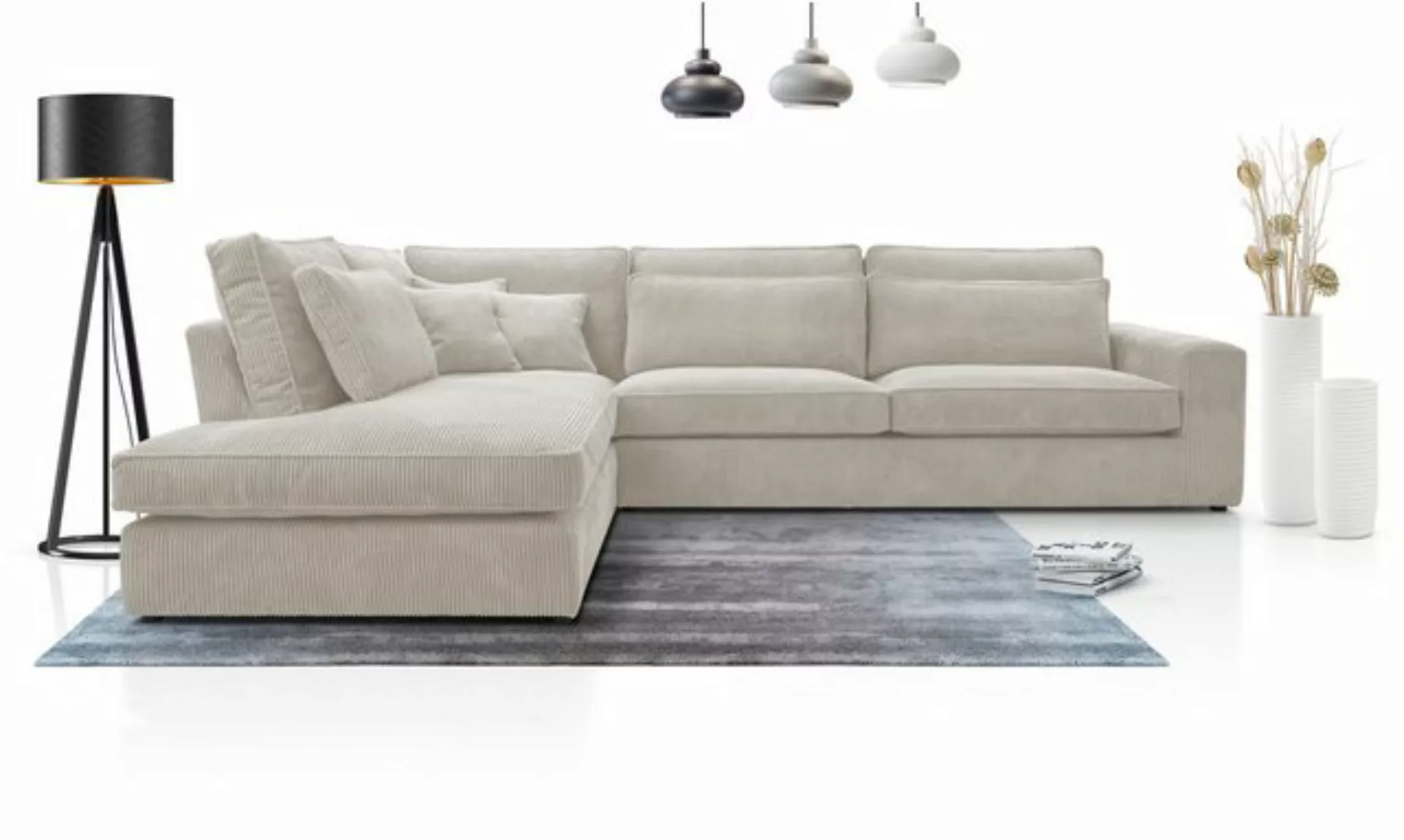 Deine Möbel 24 Wohnlandschaft CAREN XL Ecksofa Sofa Wohnzimmer L-Couch Cord günstig online kaufen