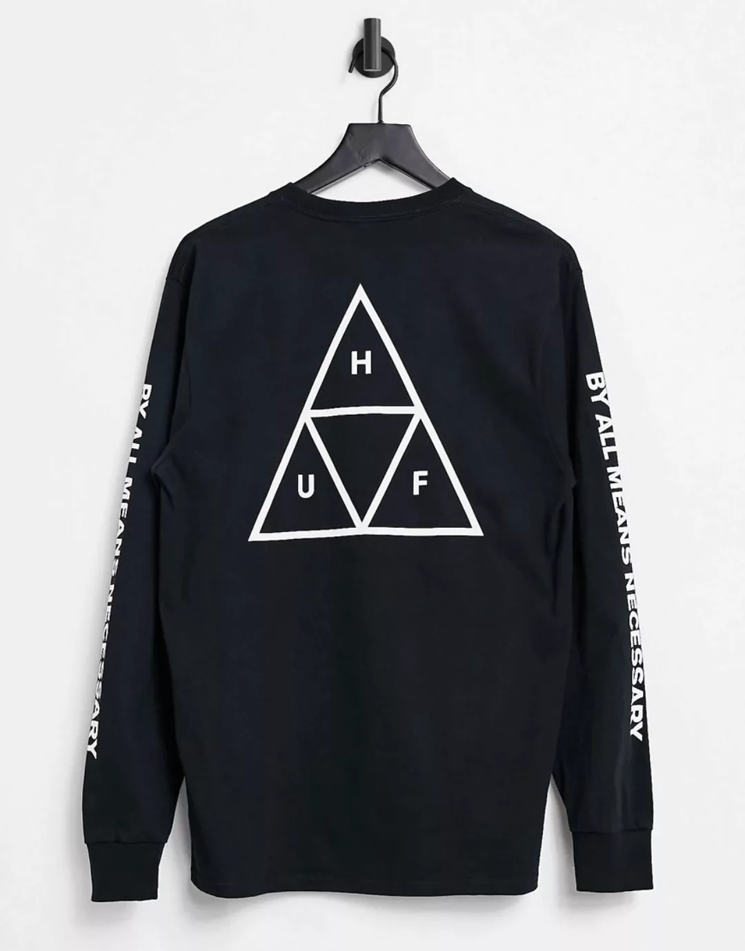 HUF – Essentials – T-Shirt mit Dreieckslogo in Schwarz günstig online kaufen
