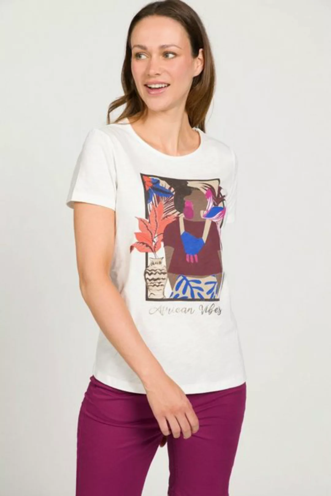 Gina Laura Rundhalsshirt T-Shirt Lady Print Rundhalsausschnitt ärmellos günstig online kaufen