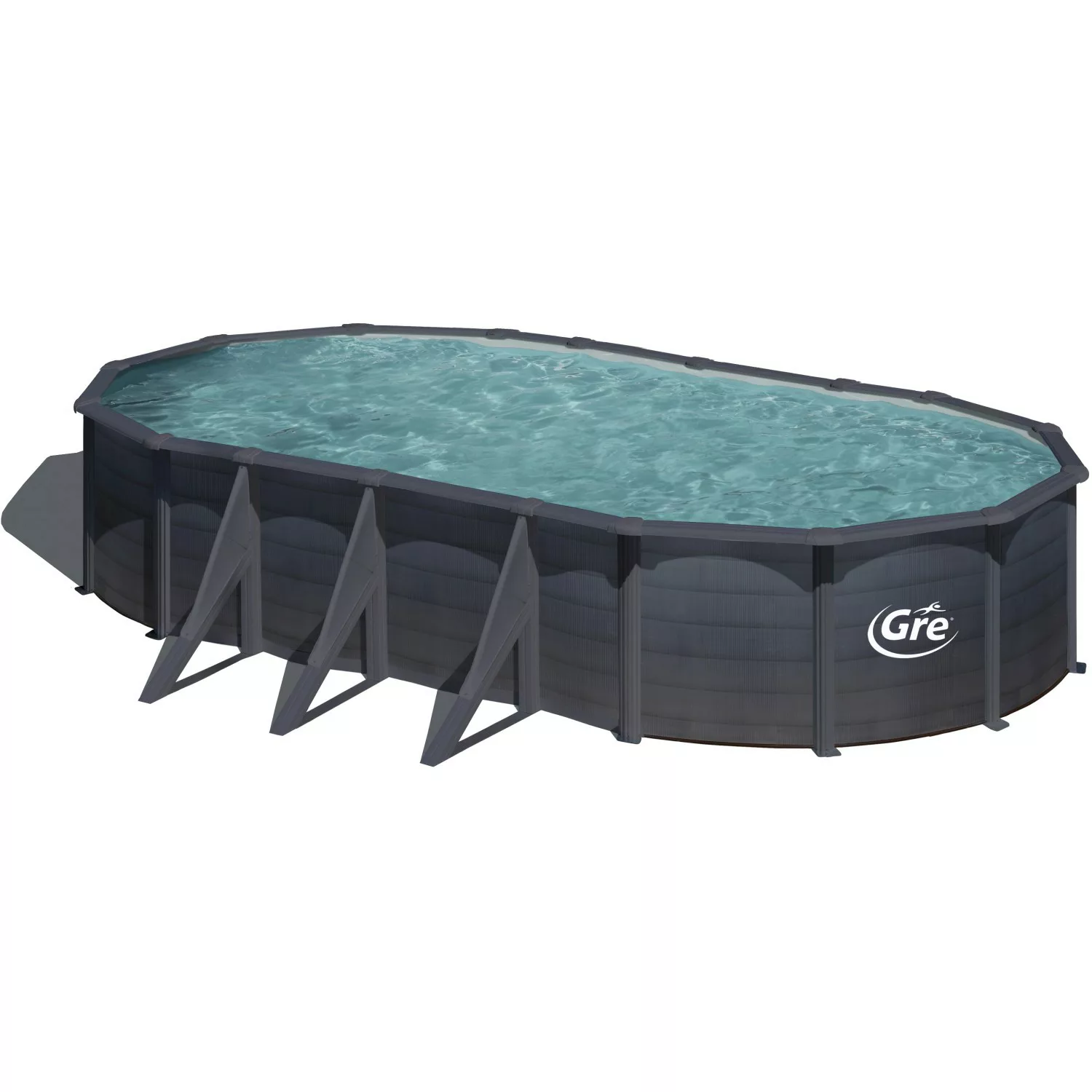 Gre Stahlwand-Pool Kea 730 cm x 375 cm x 120 cm Oval Graphit günstig online kaufen