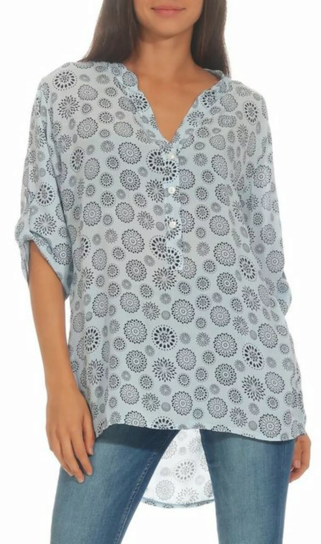 malito more than fashion Schlupfbluse 6703 Bluse mit Kreis Blumen Print 3/4 günstig online kaufen