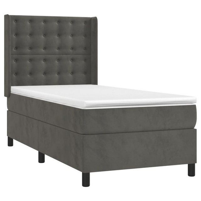 vidaXL Boxspringbett Boxspringbett mit Matratze Dunkelgrau 90x200 cm Samt B günstig online kaufen