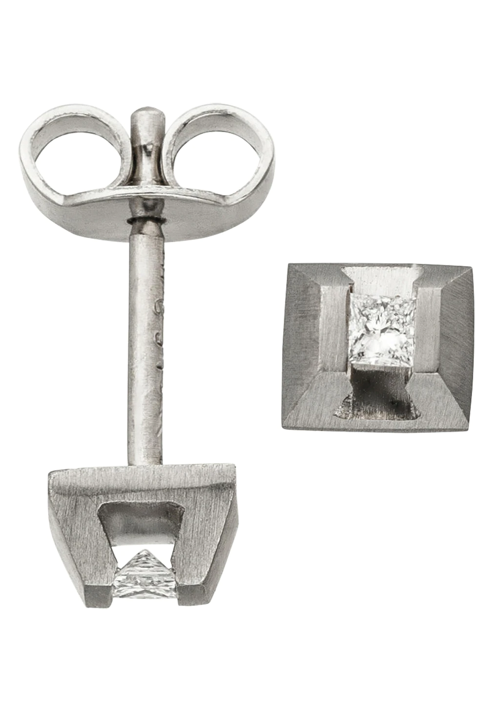 JOBO Paar Ohrstecker "Eckige Ohrringe mit Diamanten", 950 Platin matt günstig online kaufen
