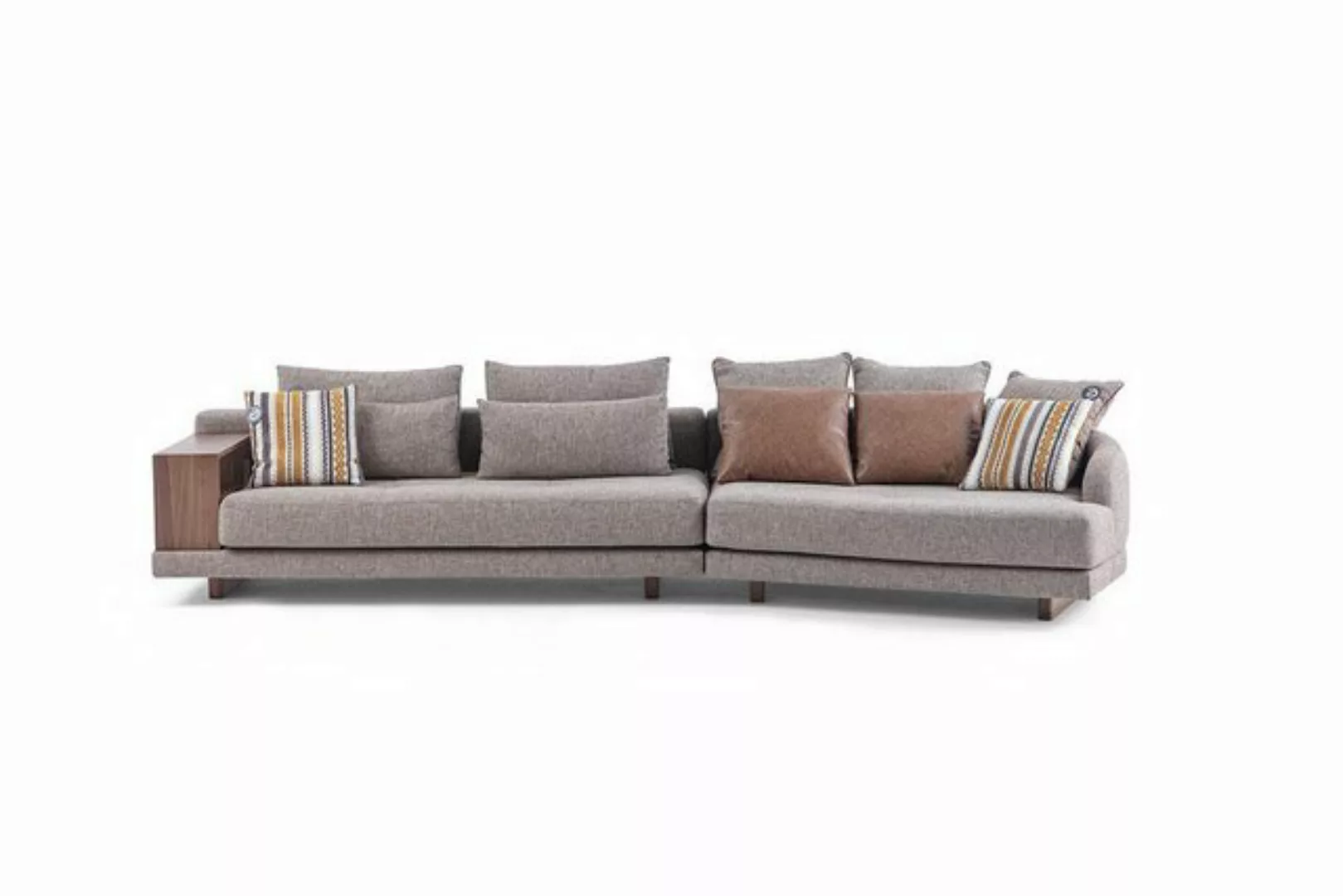 Xlmoebel Big-Sofa 5-Plätze Massives Wohnzimmer Stoffcouch in Grau mit Elega günstig online kaufen