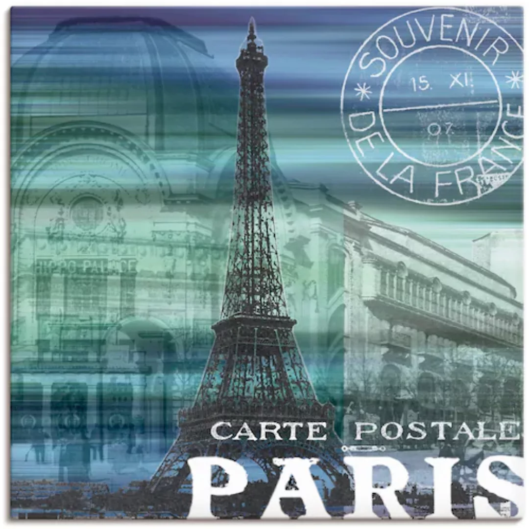 Artland Leinwandbild "Paris Collage - grün", Gebäude, (1 St.) günstig online kaufen