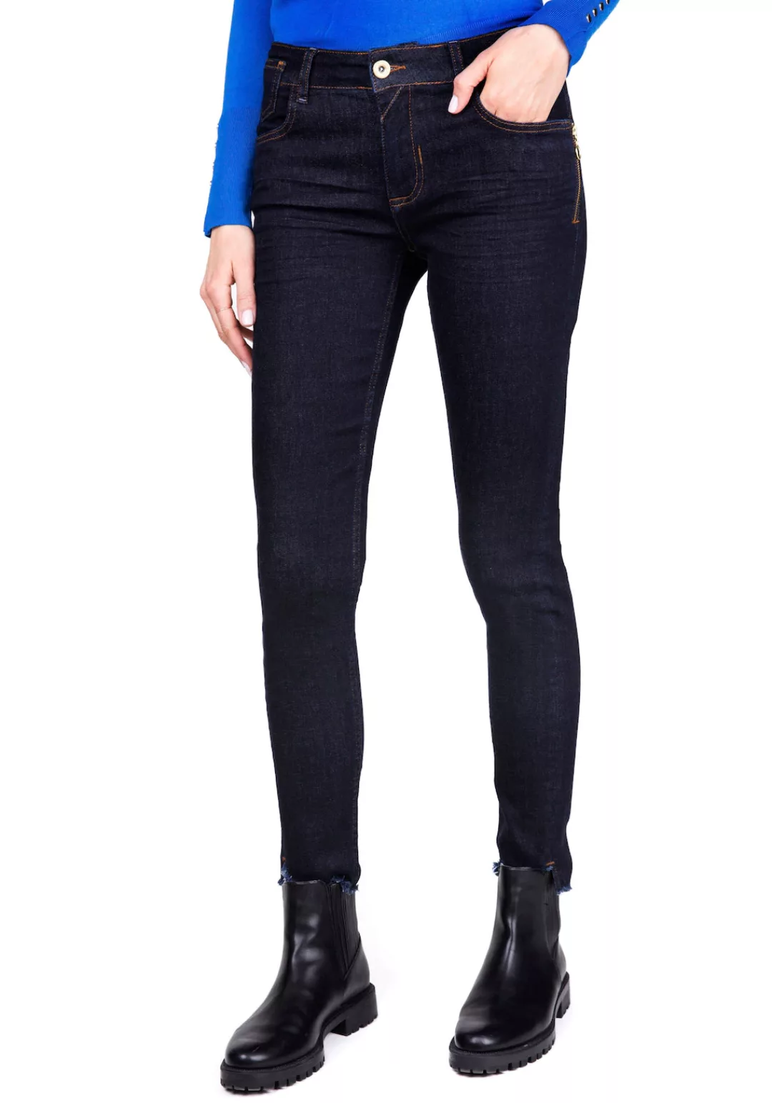 BLUE FIRE Skinny-fit-Jeans "CHLOE", mit Reißverschluß-Detail und Fransensau günstig online kaufen