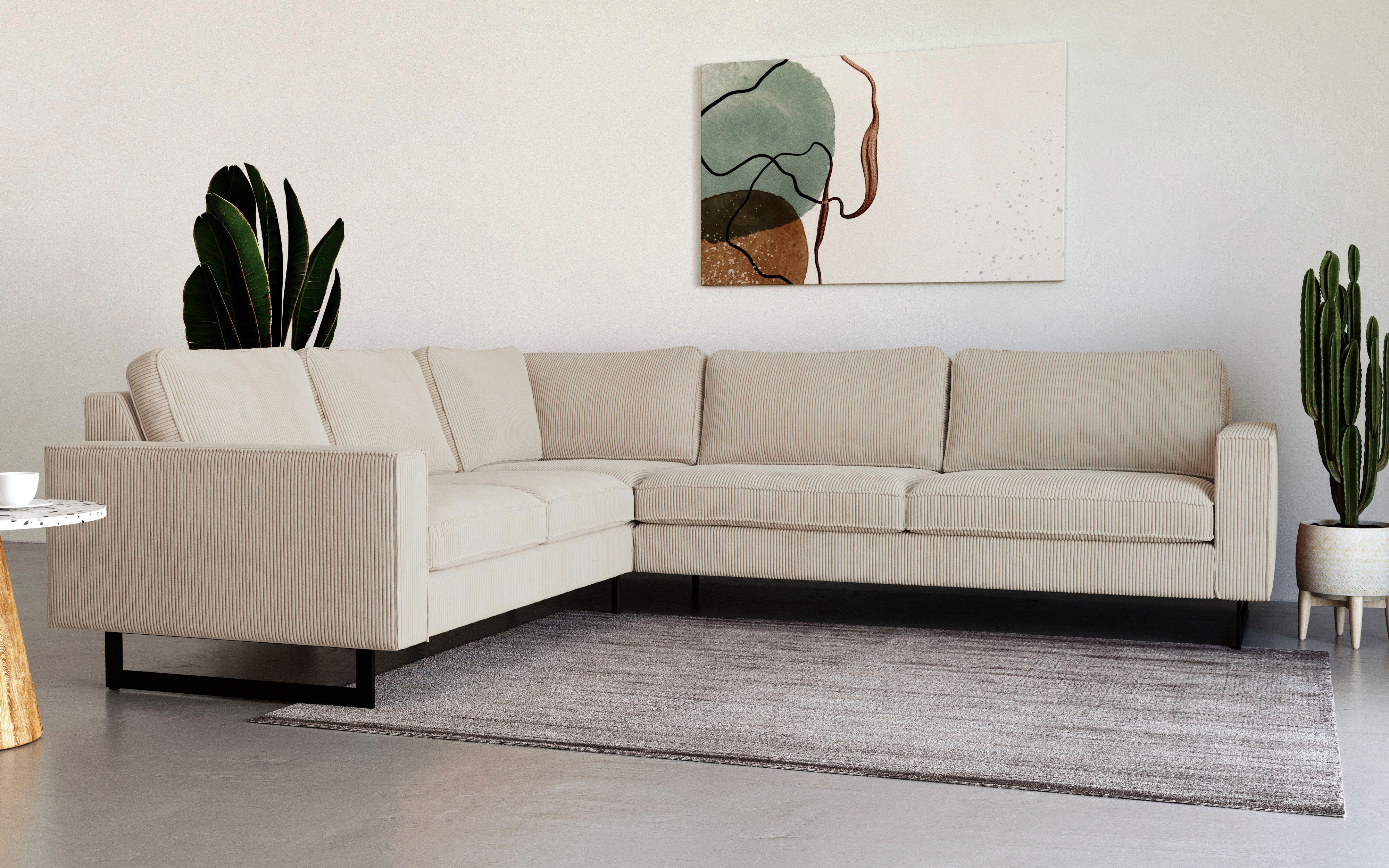 Places of Style Ecksofa "Pinto, XXL, 250/290 cm, langer Schenkel, Ottomane" günstig online kaufen