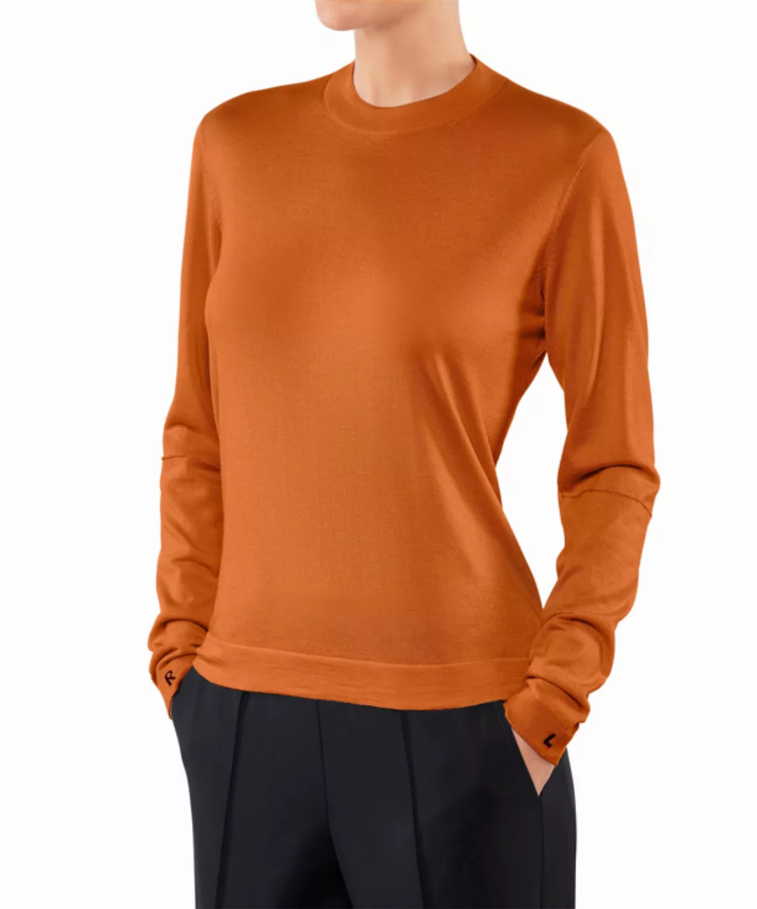 FALKE Damen Pullover Rundhals, M, Orange, Uni, Kaschmir, 64066-826103 günstig online kaufen