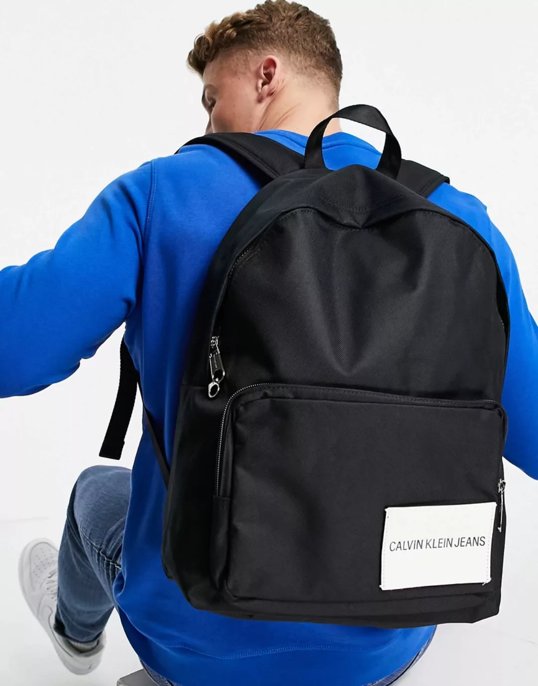 Calvin Klein – Rucksack in Schwarz mit Logo günstig online kaufen