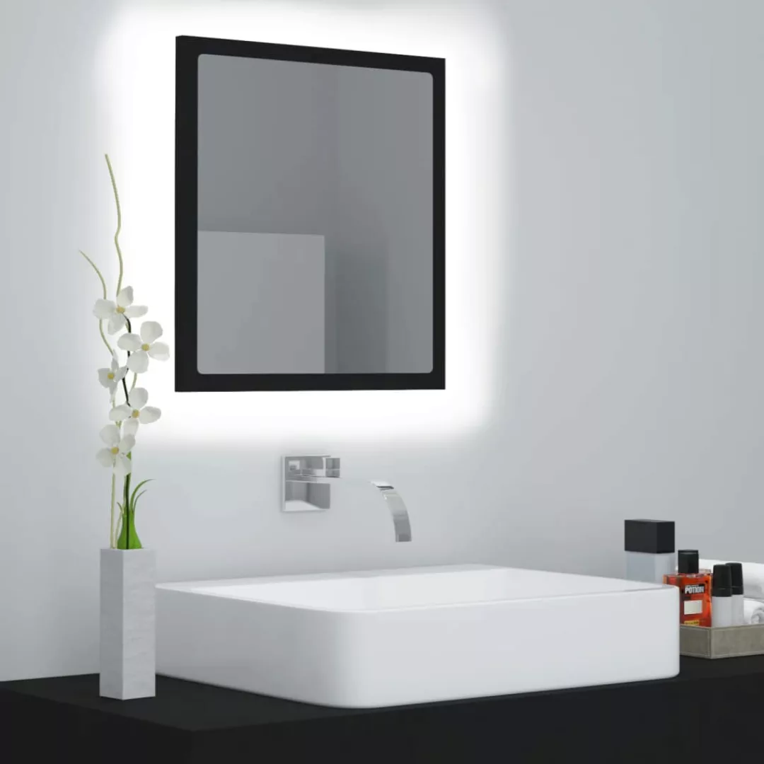 Led-badspiegel Schwarz 40x8,5x37 Cm Spanplatte günstig online kaufen