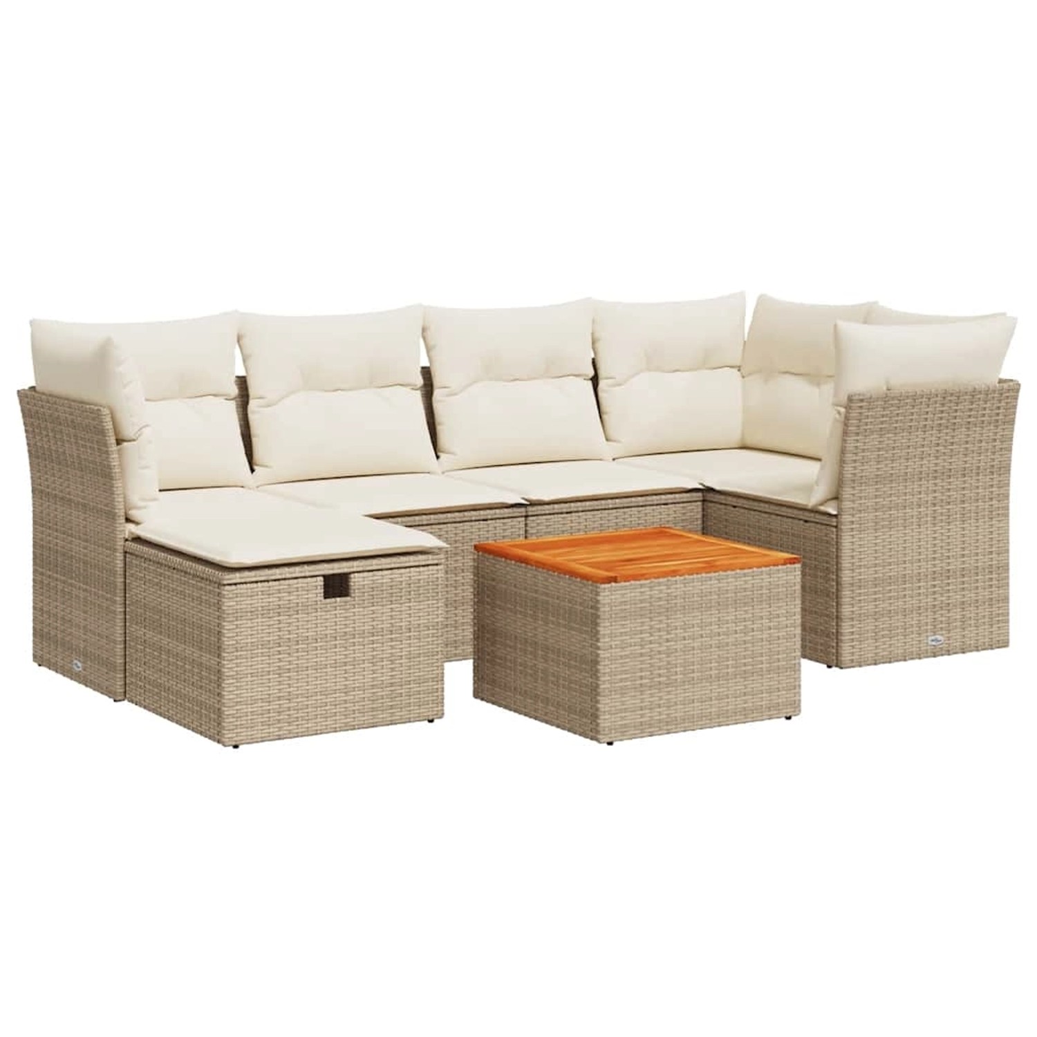 vidaXL 7-Tlg Garten-Sofagarnitur mit Kissen Beige Poly Rattan 3325761 günstig online kaufen
