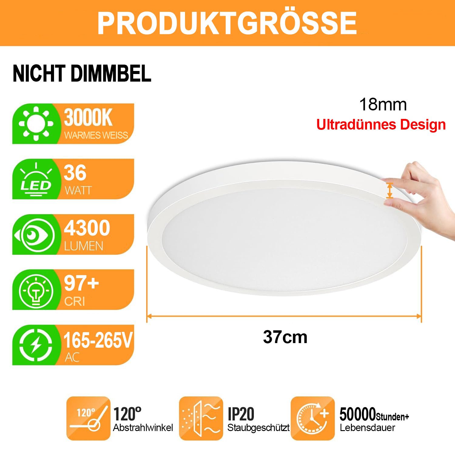 MUPOO LED Deckenleuchte LED Deckenlampe,36W 4300LM günstig online kaufen