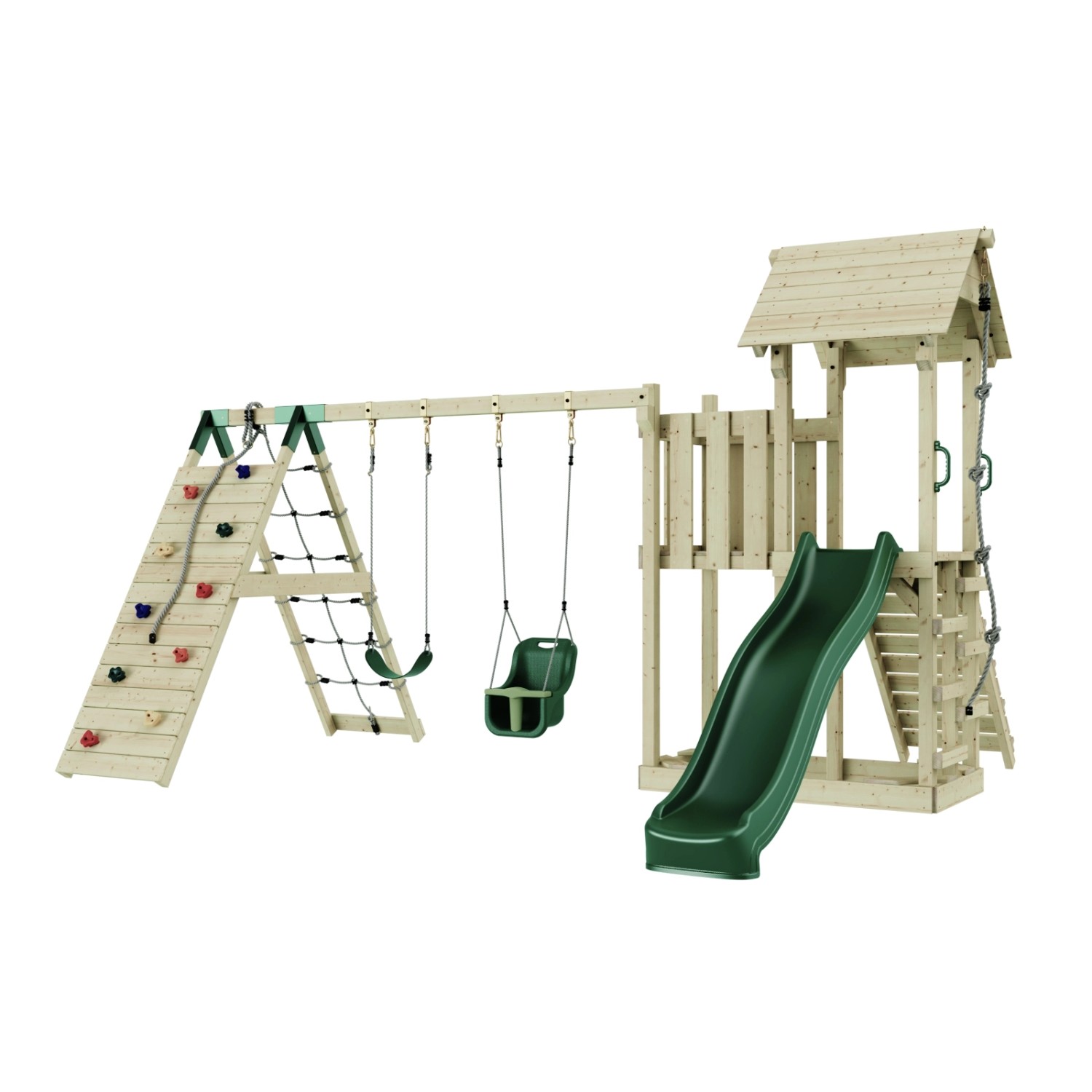 OutdoorToys Spielturm Roskilde mit Babyschaukel Dunkelgrün günstig online kaufen