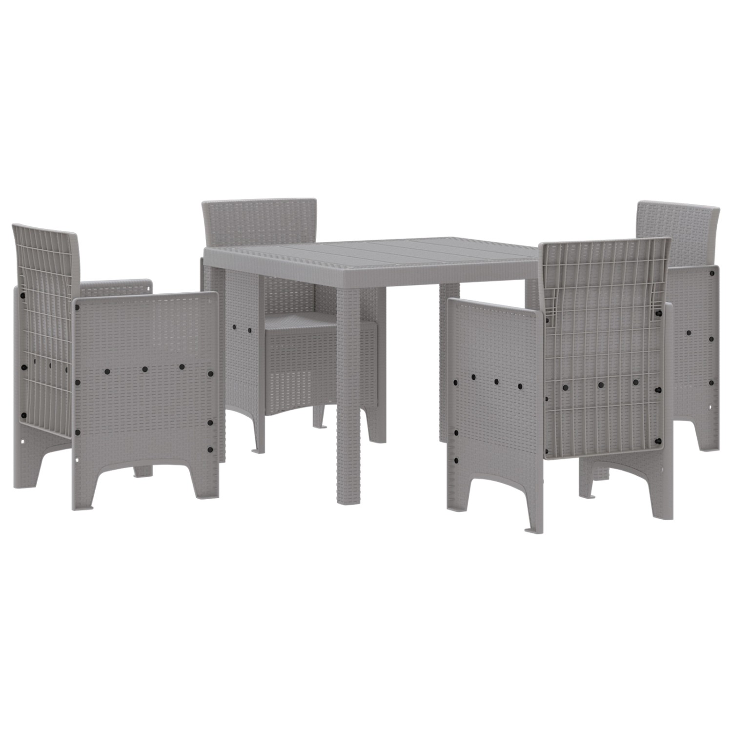 vidaXL 5-tlg Garten-Essgruppe Hellgrau Poly Rattan 3378547 günstig online kaufen